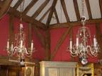 PAIR OF Chandeliers Pair of all glass five arm Chandeliers...